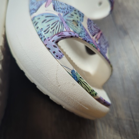 Crocs Classic Crush Butterfly Sandal Iconic Wedge Platform White Woman Size 8 - Picture 11 of 14